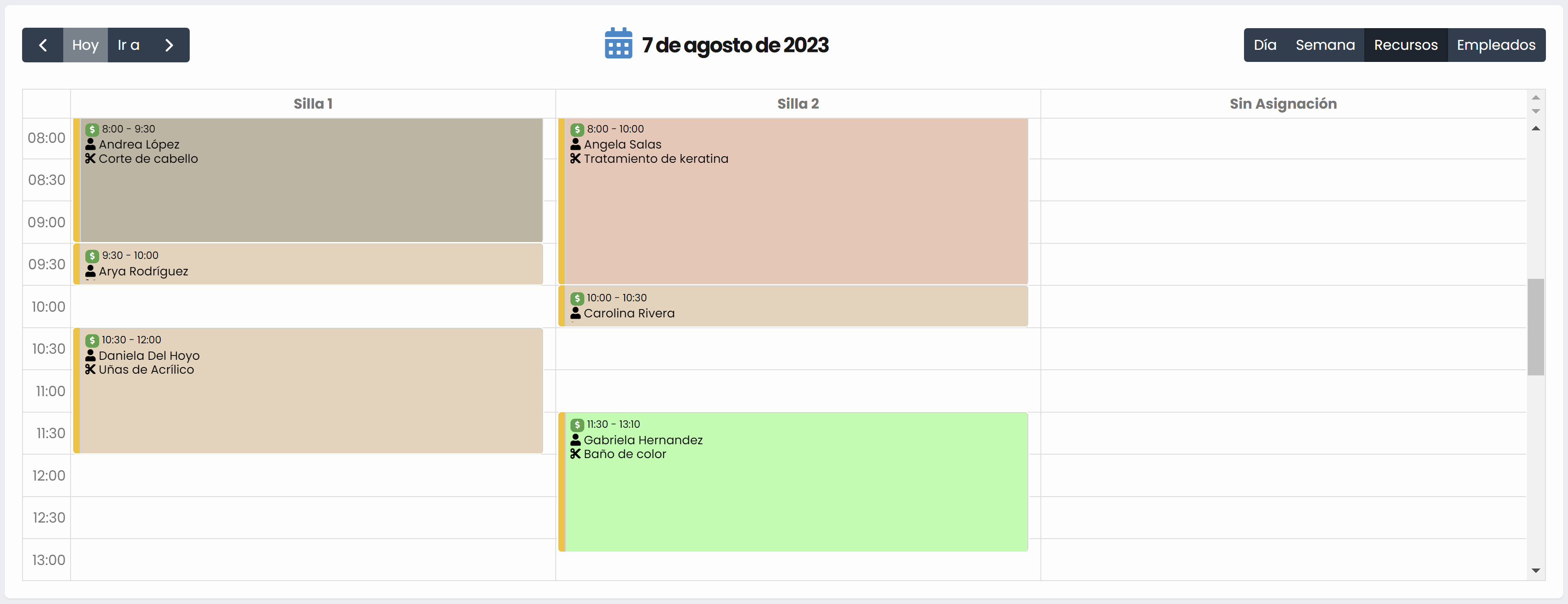 Vista de Calendario por Recursos